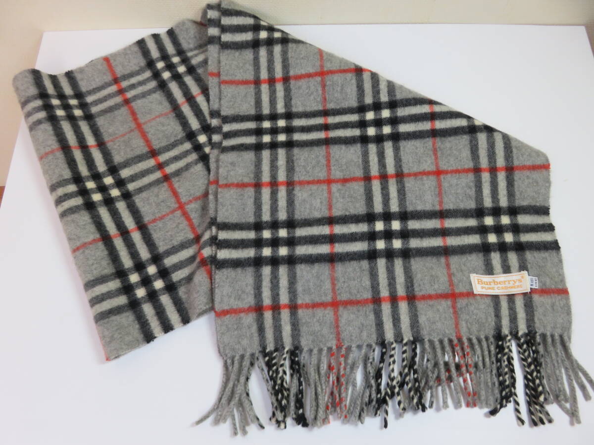 ★Burberrys★バーバリー マフラー PURE CASHMERE カシミヤ ノバチェツク柄 グレー系 _画像5