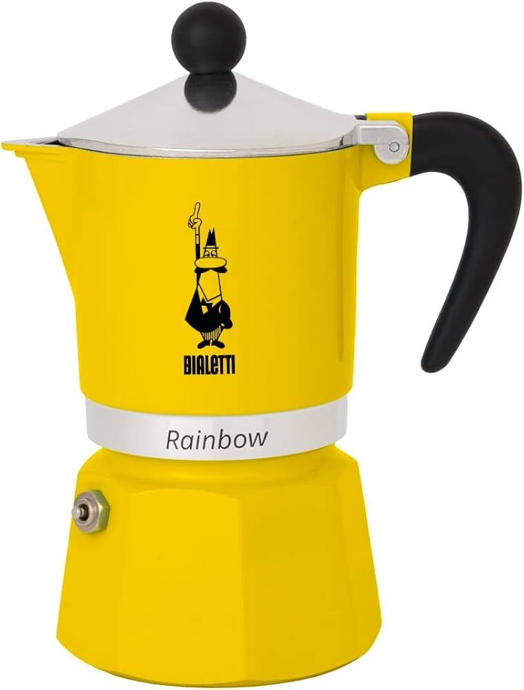 【新品】BIALETTI ビアレッティ●イタリア マキネッタ レインボー 6カップ用 直火式●イエロー●コーヒー エスプレッソメーカー●9949円_画像4