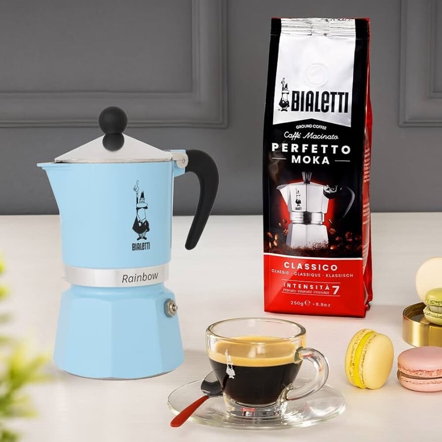 【新品】BIALETTI ビアレッティ●イタリア マキネッタ レインボー 6カップ用 直火式●ブルー●コーヒー エスプレッソメーカー●9949円_画像2