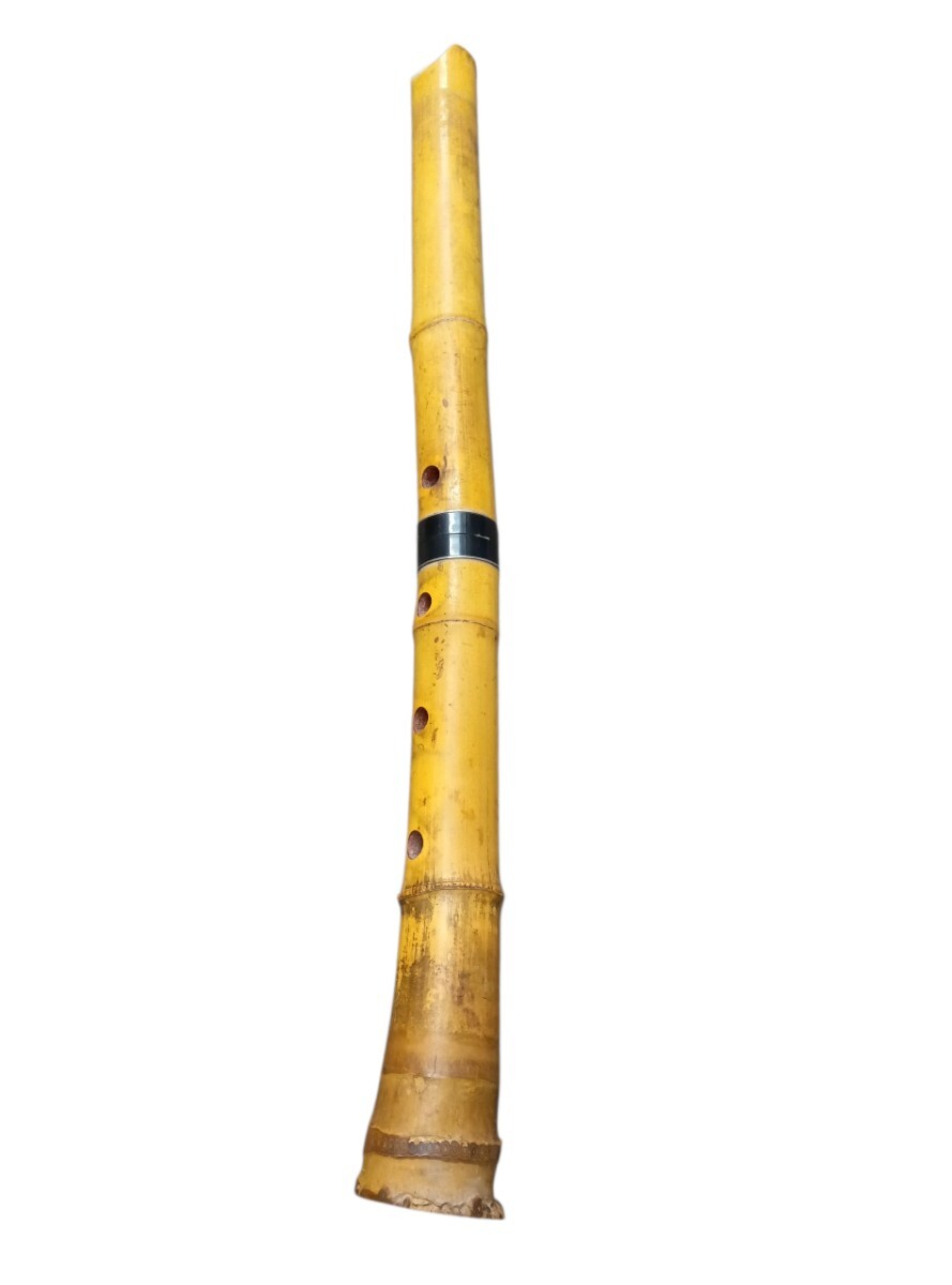 【当時物】名品 尺八 在銘 精華 銀二線 全長 55.5cm 尺八 木管楽器 和楽器_画像1