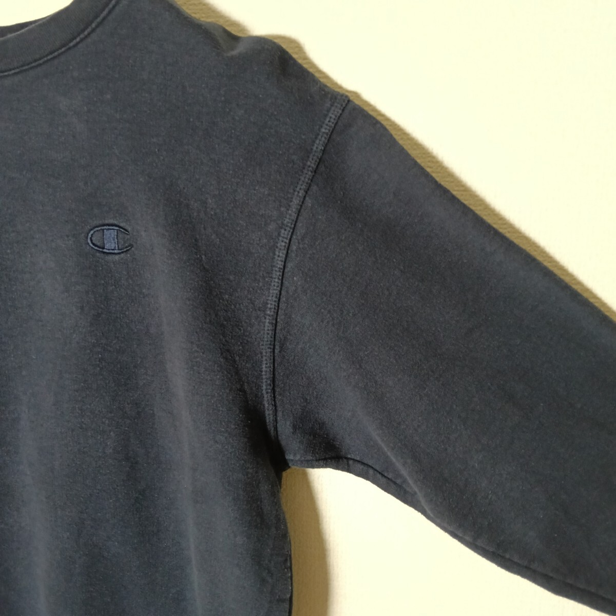 Champion ECO 長袖 スウェット トレーナー L 刺繍ロゴ B183 裏起毛 リブ ベーシックカラー ナチュラルカラー ダークトーン_画像4