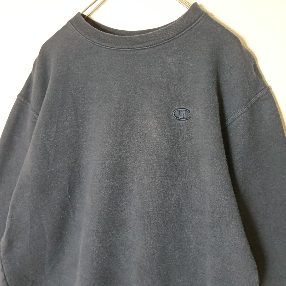 Champion ECO 長袖 スウェット トレーナー L 刺繍ロゴ B183 裏起毛 リブ ベーシックカラー ナチュラルカラー ダークトーン_画像6