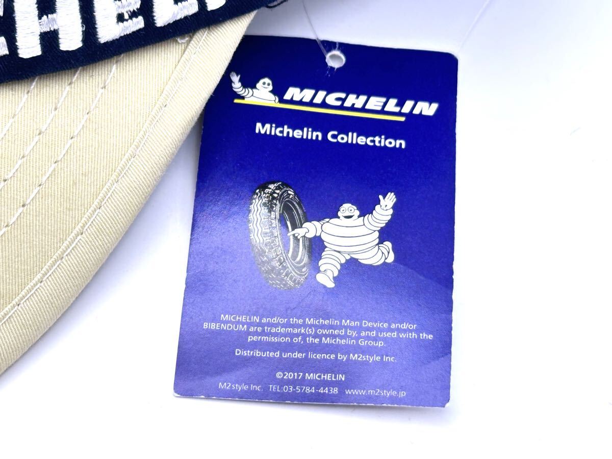 7-18 未使用 MICHELIN ミシュラン ツイル ワーク キャップ 帽子 ベージュ ネイビー ワッペン _画像3
