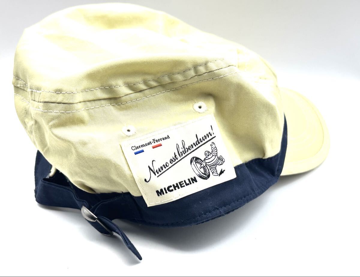 7-18 未使用 MICHELIN ミシュラン ツイル ワーク キャップ 帽子 ベージュ ネイビー ワッペン _画像4