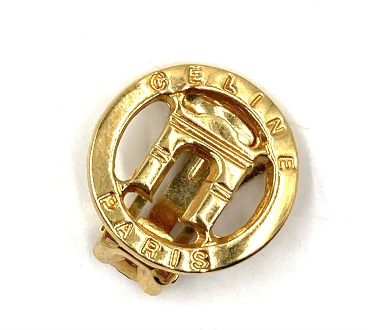 CELINE セリーヌ イヤリング片方のみ 凱旋門 ロゴ ゴールド金具 ヴィンテージ レディース_画像1