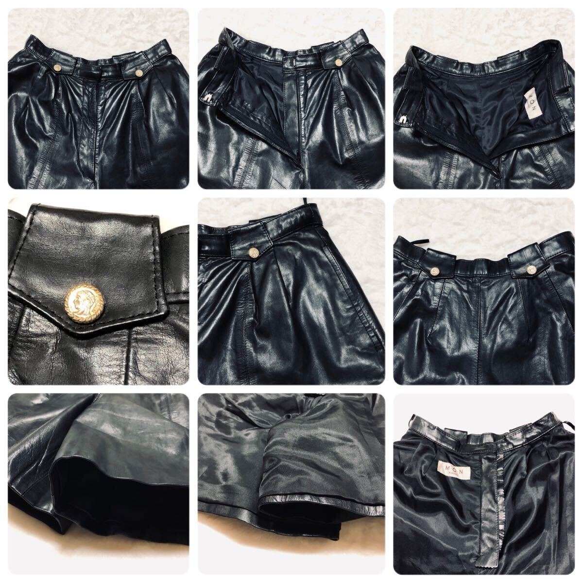 ■美品■M.O.N KURONO レザーショートパンツ　牛革　W69 日本製　ブラック　レディース_画像6