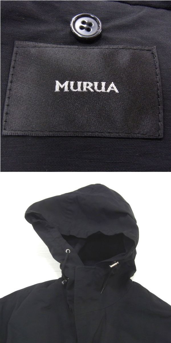 $ 美品 $ 3WAY♪■ MURUA ムルーア ■ 撥水ナイロン素材・ ミリタリー コート ジャケット ■ 黒 ブラック系 ■ ボア インナー付き ■ 秋 冬_画像7
