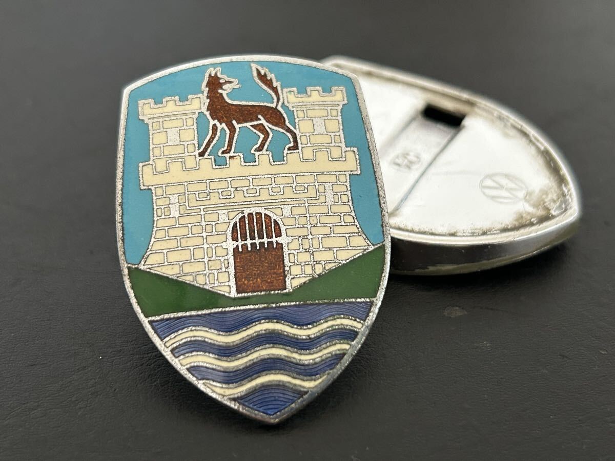 空冷 VW ビートル オーバル スプリット クレスト フロントフードメダリオン 4ブリックス 当時モノ オリジナル グッドユーズド_画像2