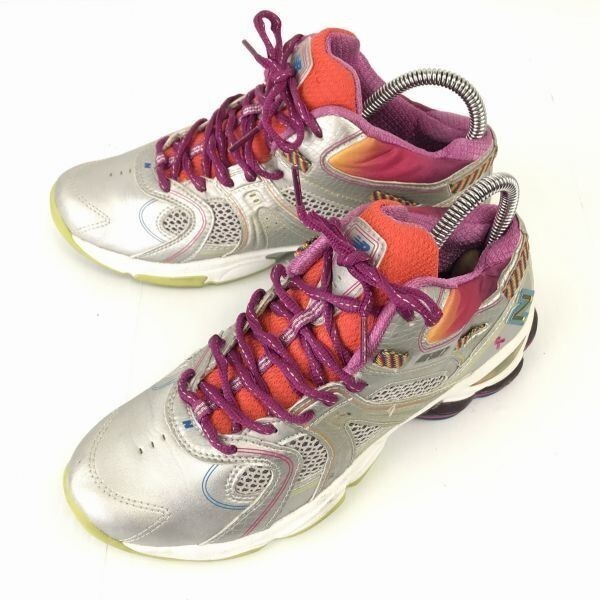 new balance/ New balance *WF887 RA/ тренировочная обувь [ женский 25.0/ серебряный × фиолетовый × оранжевый ] закрытый / non маркировка подошва *H-62