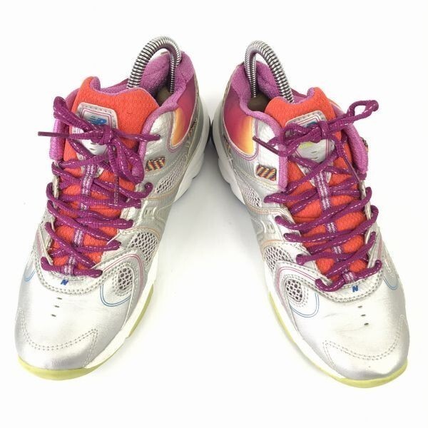 new balance/ New balance *WF887 RA/ тренировочная обувь [ женский 25.0/ серебряный × фиолетовый × оранжевый ] закрытый / non маркировка подошва *H-62