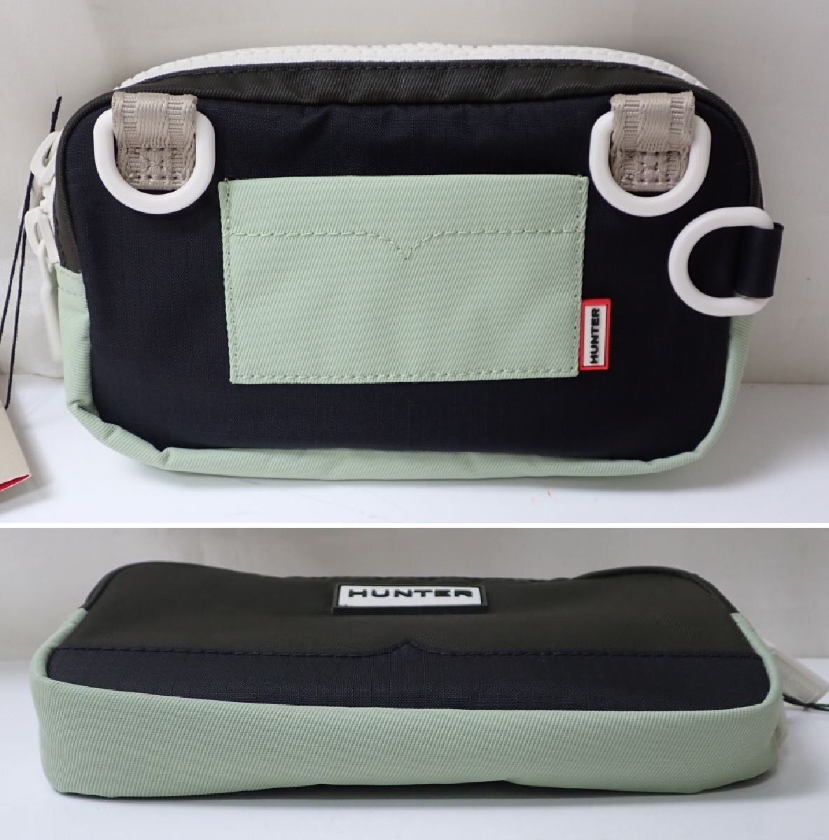 ★未使用 HUNTER/ハンター パッチワーク キーパーフォンポーチ UBP1170ATR/ブラック×グリーン系/ナイロン/ショルダーバッグ&2164800018_画像2