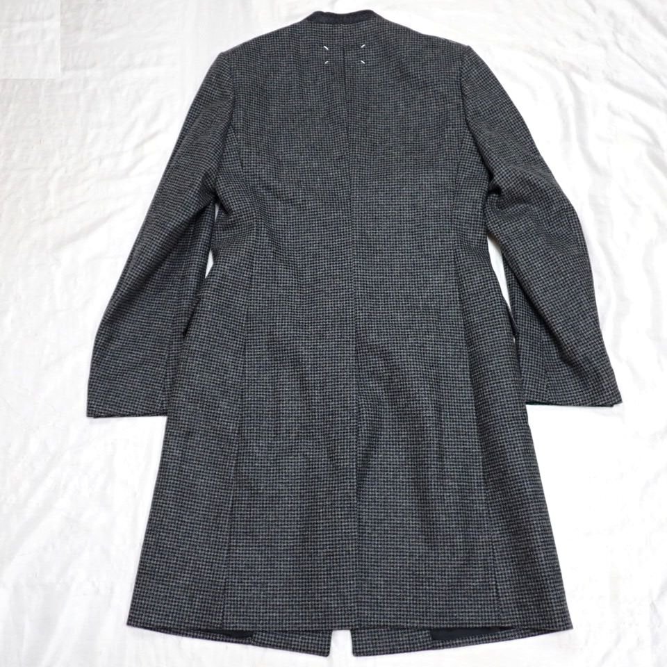 ★未使用 Maison Margiela/メゾンマルジェラ ノーカラーコート 44/メンズS相当/ダークグレー系/千鳥格子柄/ウール100%&0473800030_画像2