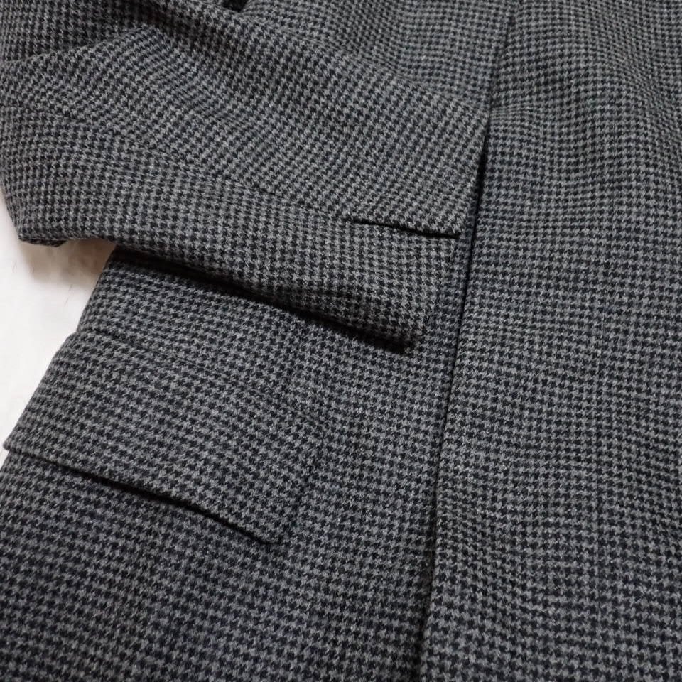 ★未使用 Maison Margiela/メゾンマルジェラ ノーカラーコート 44/メンズS相当/ダークグレー系/千鳥格子柄/ウール100%&0473800030_画像4