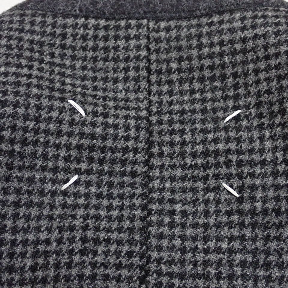 ★未使用 Maison Margiela/メゾンマルジェラ ノーカラーコート 44/メンズS相当/ダークグレー系/千鳥格子柄/ウール100%&0473800030_画像6