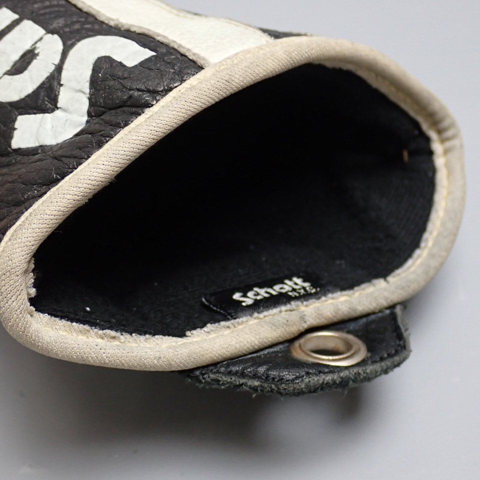 ☆Schott/ショット レザーグローブ メンズL/ブラック×ライトグレー/バイクウェア/革手袋&0362000122_画像5