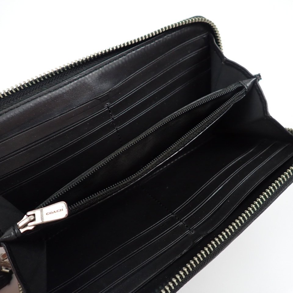 ★COACH/コーチ シグネチャー ラウンドファスナー長財布 F54633/ダークグレー系/小銭入れ有り/ロングウォレット&2175700003_画像4
