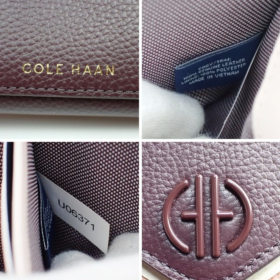 ★未使用 Cole Haan/コールハーン エンベロープ フラップウォレット U06371/ワインレッド×ピンク/バイカラー/レザー/長財布&0072000013_画像5