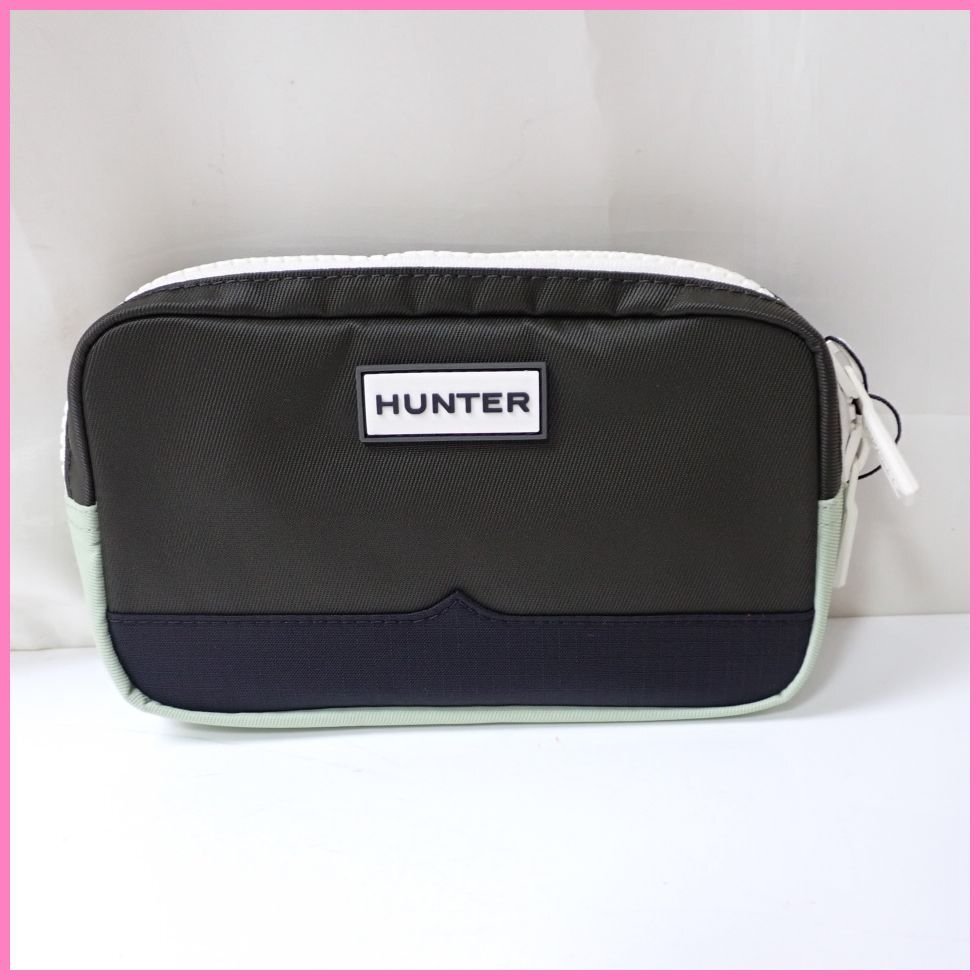 ★未使用 HUNTER/ハンター パッチワーク キーパーフォンポーチ UBP1170ATR/ブラック×グリーン系/ナイロン/ショルダーバッグ&2164800018_画像1