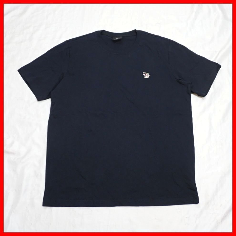 ★PS Paul Smith/ポールスミス Sports Stripe Zebra ワンポイント 半袖Tシャツ メンズL/ダークネイビー/コットン100%&0702400176_画像1