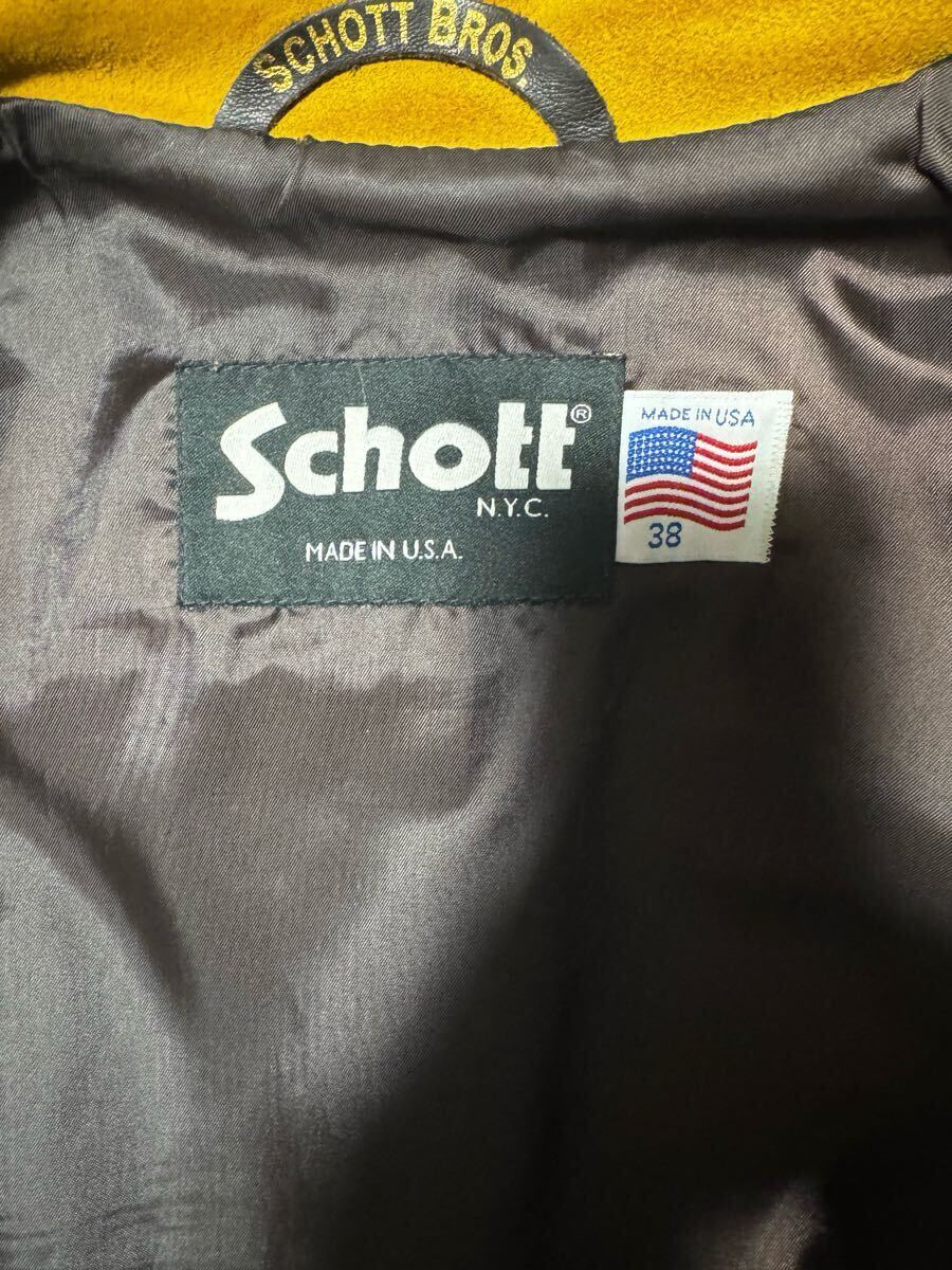 【貴重】Schott ショット 38 スエードトラッカージャケット 3rdタイプ レザージャケットmade in USA 参考価格 90,000円 リーバイススエード_画像6