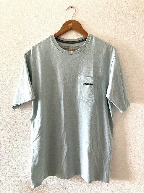 パタゴニア　メンズ・P-6ロゴ　レスポンシビリティー M　レア色　Tシャツ　■ロゴT　ポケT　水色　mont-bell EBTEK eddie bauer _画像2