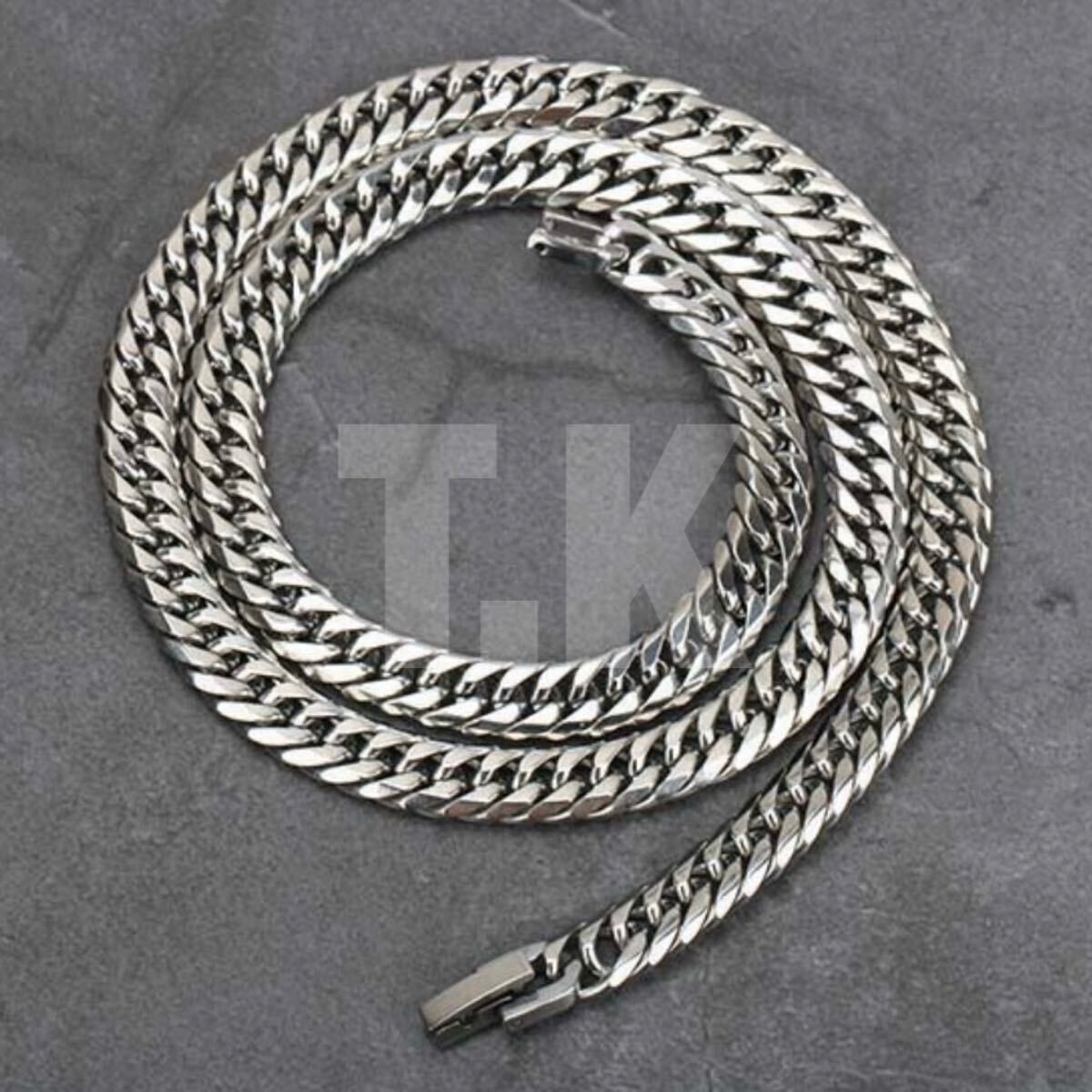 喜平ネックレス ダブル ステンレス 中折式 シルバー 銀 7mm 50/60cm_画像2