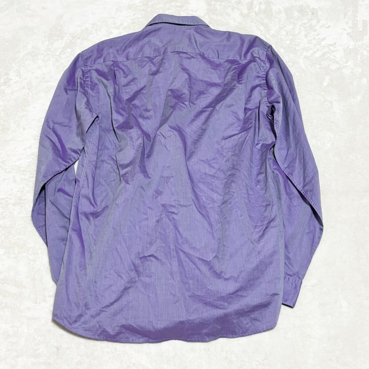 HUGO BOSS ヒューゴボス ドレスシャツ 38/15 Mサイズ相当 パープル 紫 サテン調 コットン 綿 長袖シャツ_画像2
