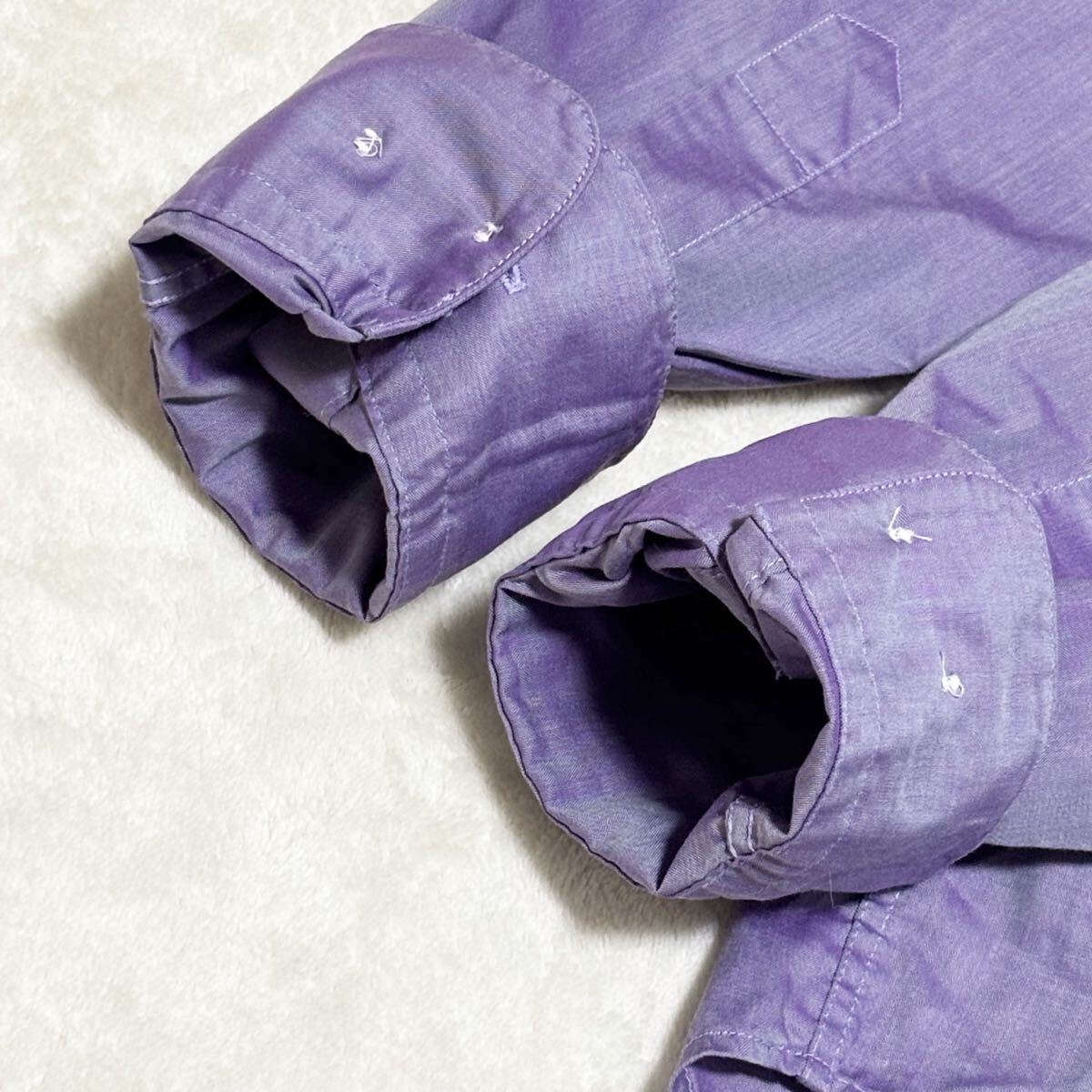 HUGO BOSS ヒューゴボス ドレスシャツ 38/15 Mサイズ相当 パープル 紫 サテン調 コットン 綿 長袖シャツ_画像5