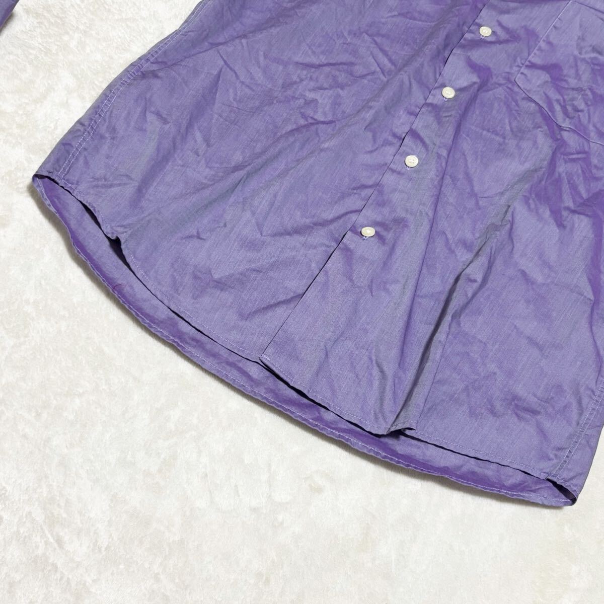 HUGO BOSS ヒューゴボス ドレスシャツ 38/15 Mサイズ相当 パープル 紫 サテン調 コットン 綿 長袖シャツ_画像6