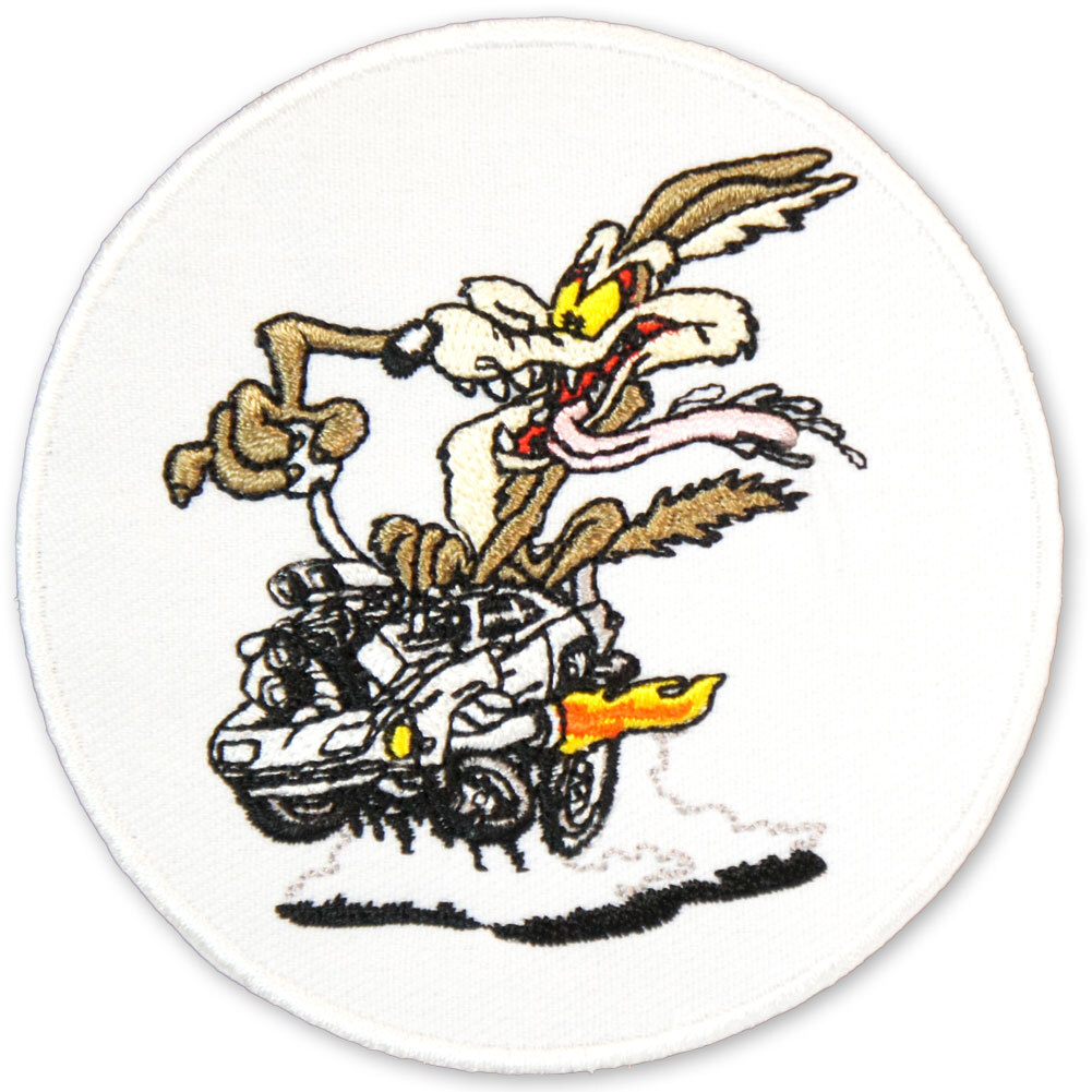 刺繍アメカジワッペン【ホットロッド/Hot rod】コヨーテ 白 アメカジ 丸 アメリカ パッチ アメコミ アイロンワッペン wappen patch_画像2