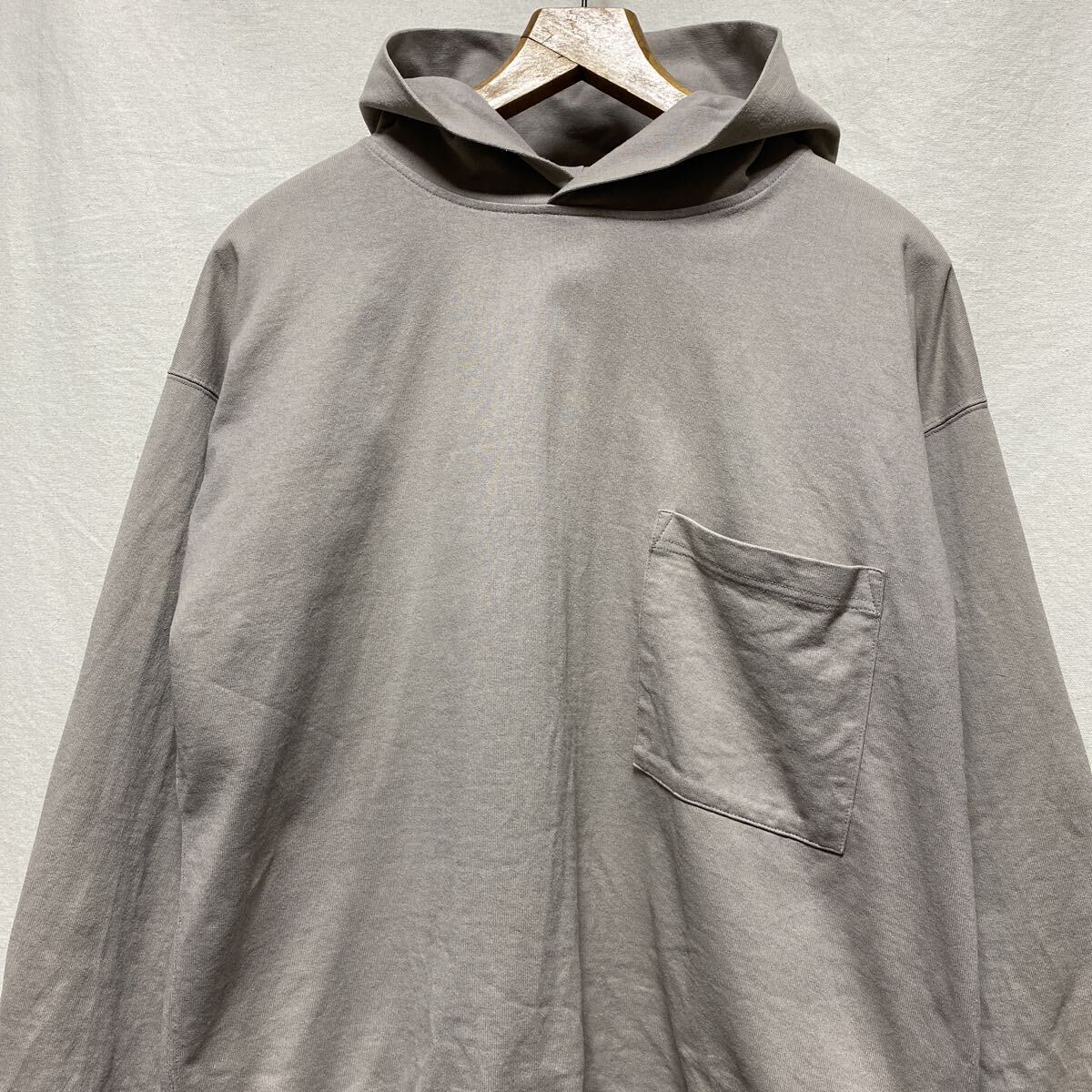 MUJI LABO ヘビーウェイト プルパーカー ライトグレー 無地 コットン ムジラボ 無印良品 長袖Tシャツ ポケットTシャツ_画像1