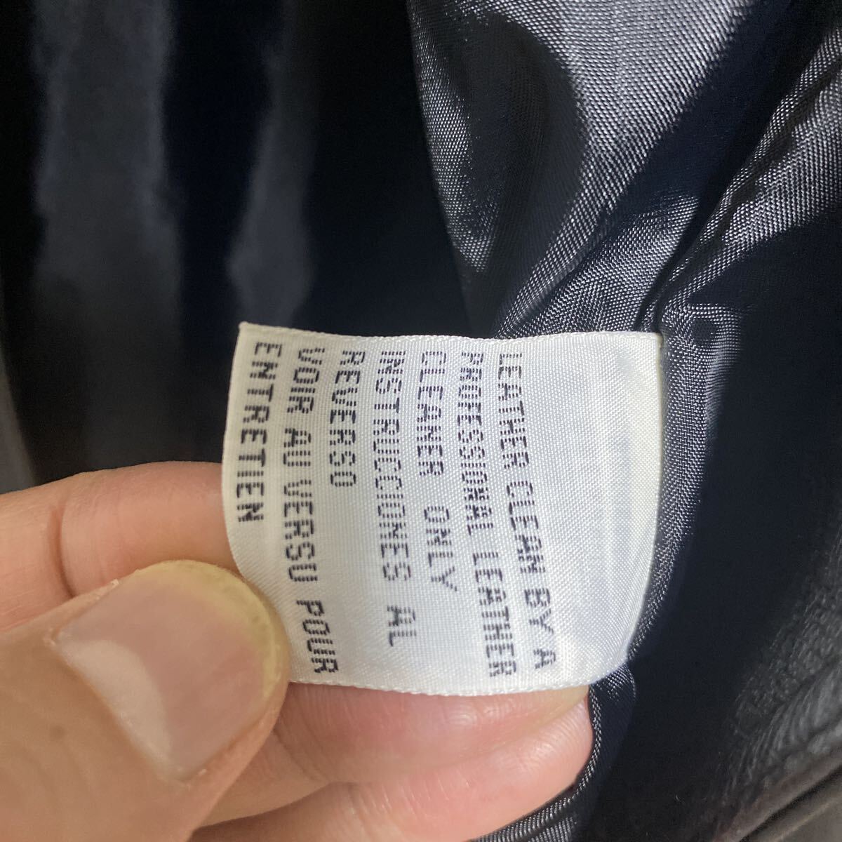 珍品　オールド　ノーカラー　レザージャケット　ブラック　XL 90s 00s 古着　ヴィンテージ　TOGETHER レザーカーディガン　黒　本革　_画像5