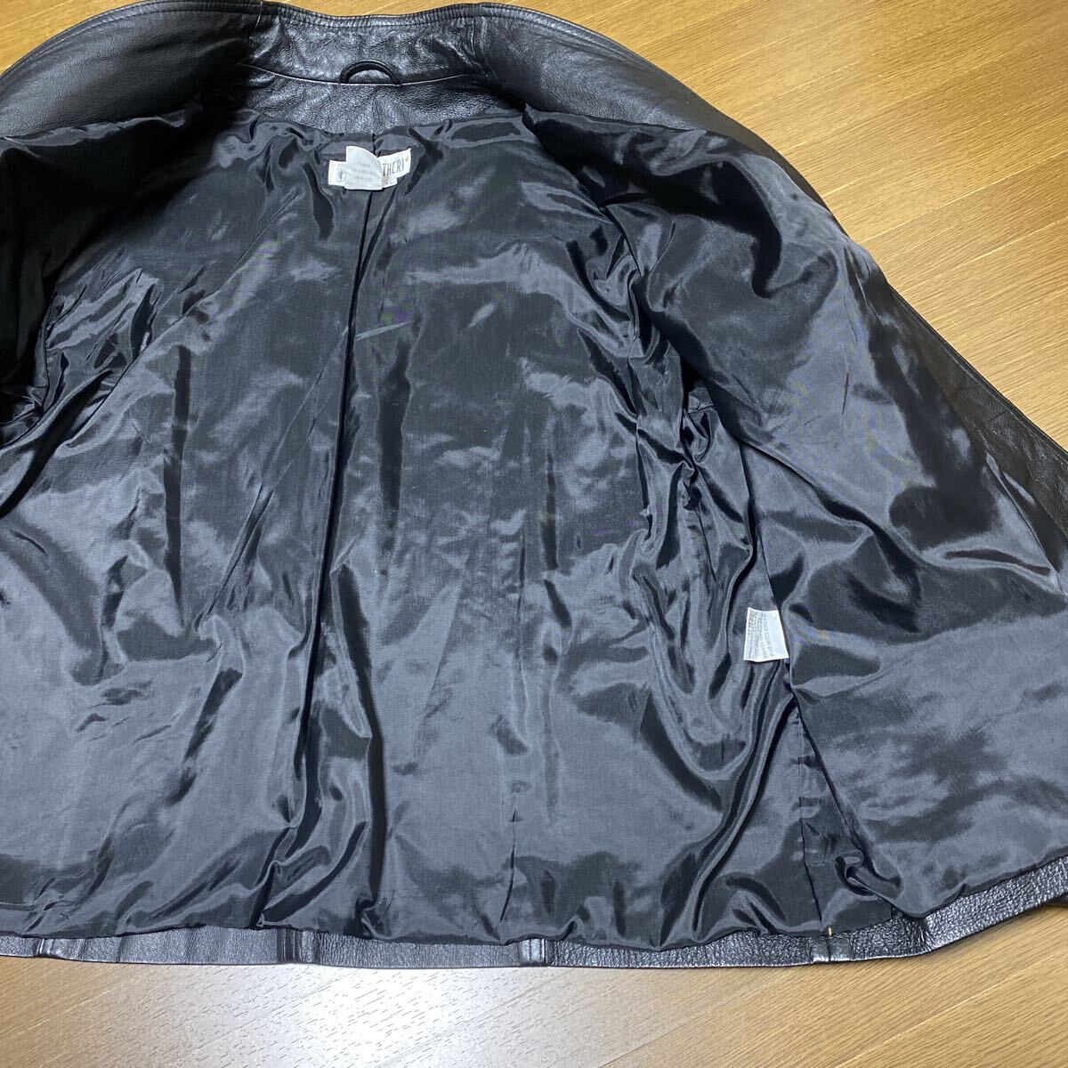 珍品　オールド　ノーカラー　レザージャケット　ブラック　XL 90s 00s 古着　ヴィンテージ　TOGETHER レザーカーディガン　黒　本革　_画像9