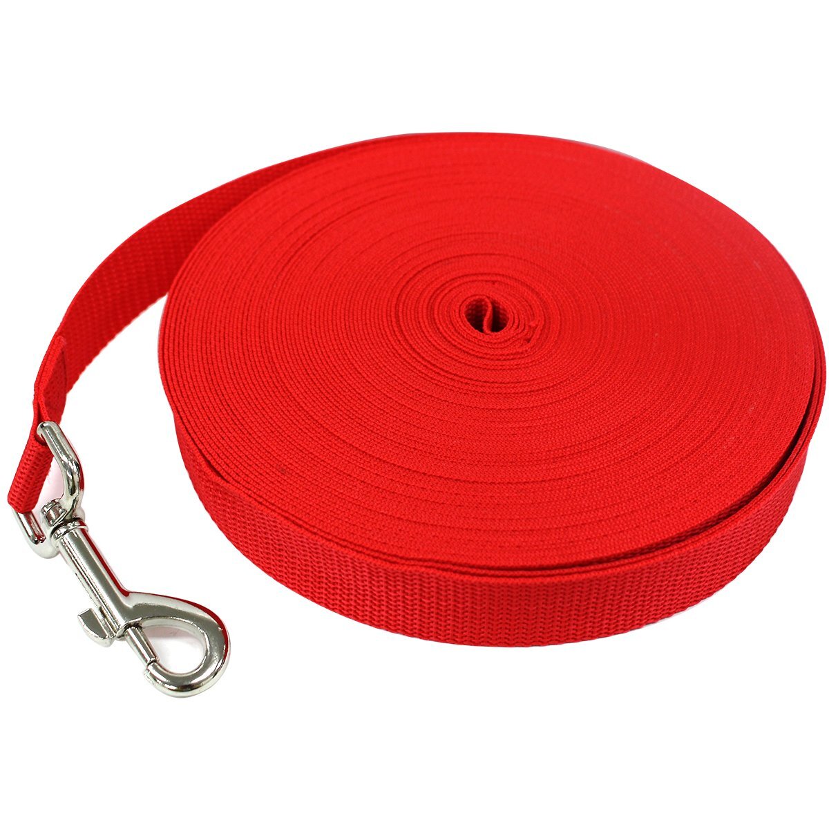 【送料無料】犬用 ロングリード 20m 幅2.5cm 耐荷重 50kg レッド 赤 ハーネス リード 散歩 紐 ナイロンベルト 小型 中型 大型犬 ペット 犬