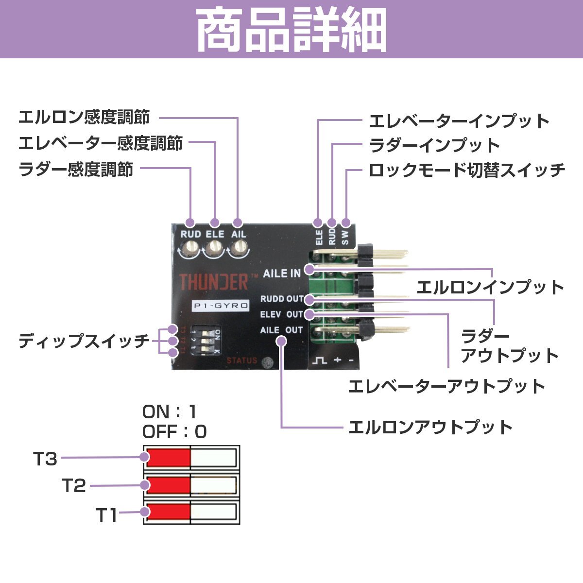 【送料無料】高精度 P1-GYRO 3軸 小型 ジャイロ フライトコントローラ 飛行機用 スタビライザーシステム ジャイロfor RC FPV_画像3