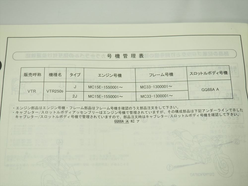 VTR VTR250-9 パーツリスト 1版 平成21年2月発行 MC33-130_画像3