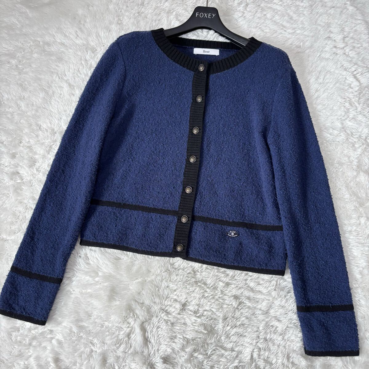 23年　Rene ルネ　ウールカーディガン　ロゴプレート　6332470_画像2
