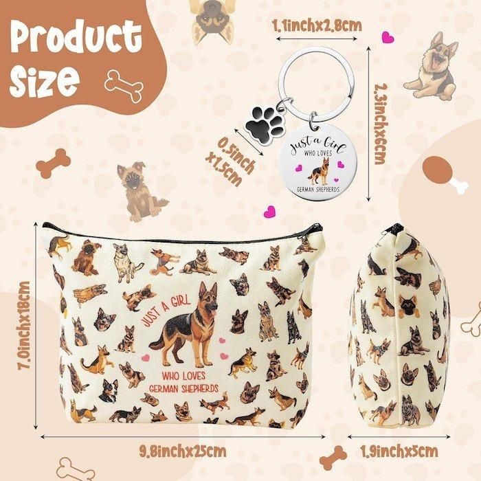 シェパードがいっぱい！ポーチ＆キーホルダーのセット　Japbor Makeup Bag for Dog Lovers　ジャーマンシェパード_画像7