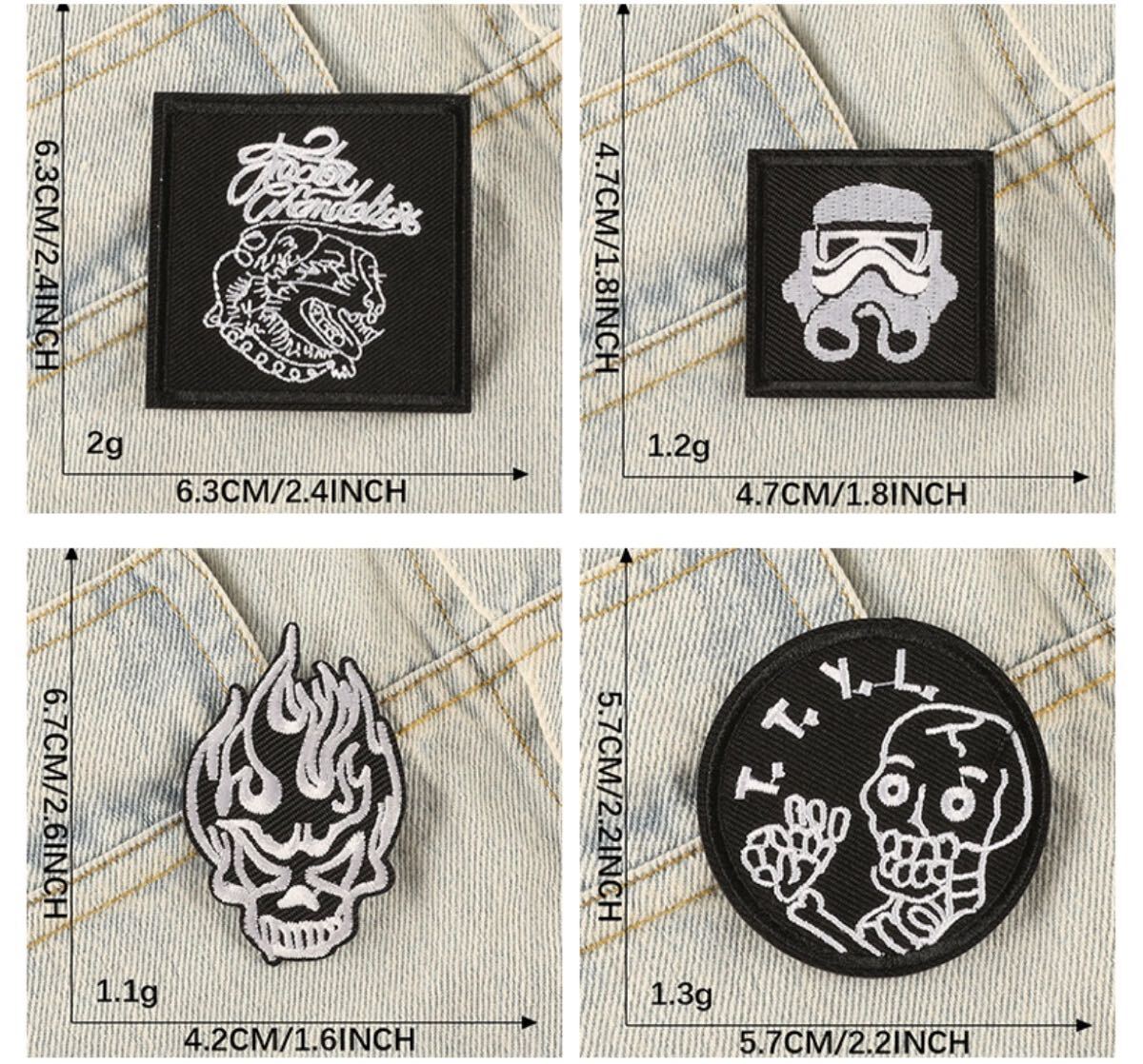 アイロン ワッペン16枚 セット リメイク スカル アメリカン アメカジ 刺繍ワッペン DIY サンナミワッペン_画像4