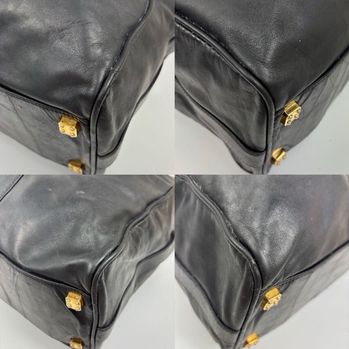 LOEWE ロエベ ブラック 黒 ボストンバッグ 大容量 ビジネス トラベルバッグ 出張 旅行 鞄 カバン ヴィンテージ レザー アナグラム ロゴ_画像5