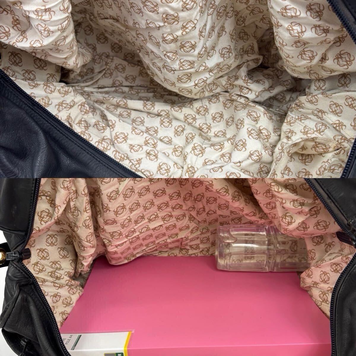 LOEWE ロエベ ブラック 黒 ボストンバッグ 大容量 ビジネス トラベルバッグ 出張 旅行 鞄 カバン ヴィンテージ レザー アナグラム ロゴ_画像7