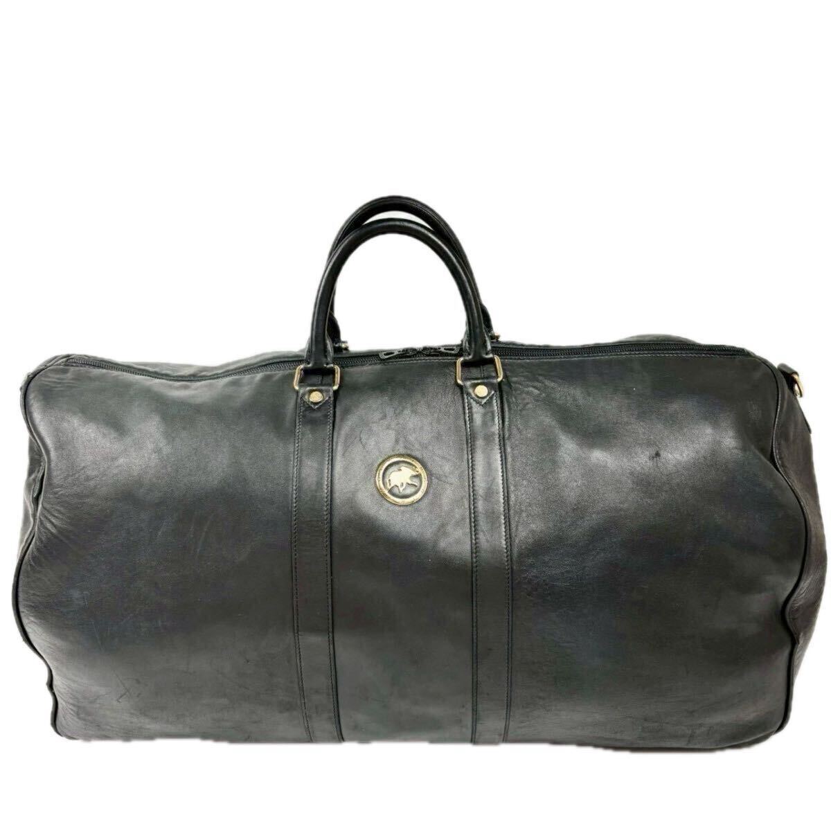 HUNTING WORLD ハンティングワールド ボストンバッグ 旅行 カバン 出張 ブラック 黒 ビジネス レザー 大容量_画像1