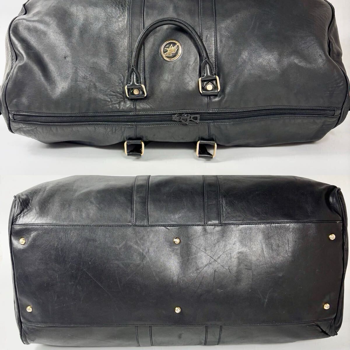 HUNTING WORLD ハンティングワールド ボストンバッグ 旅行 カバン 出張 ブラック 黒 ビジネス レザー 大容量_画像4