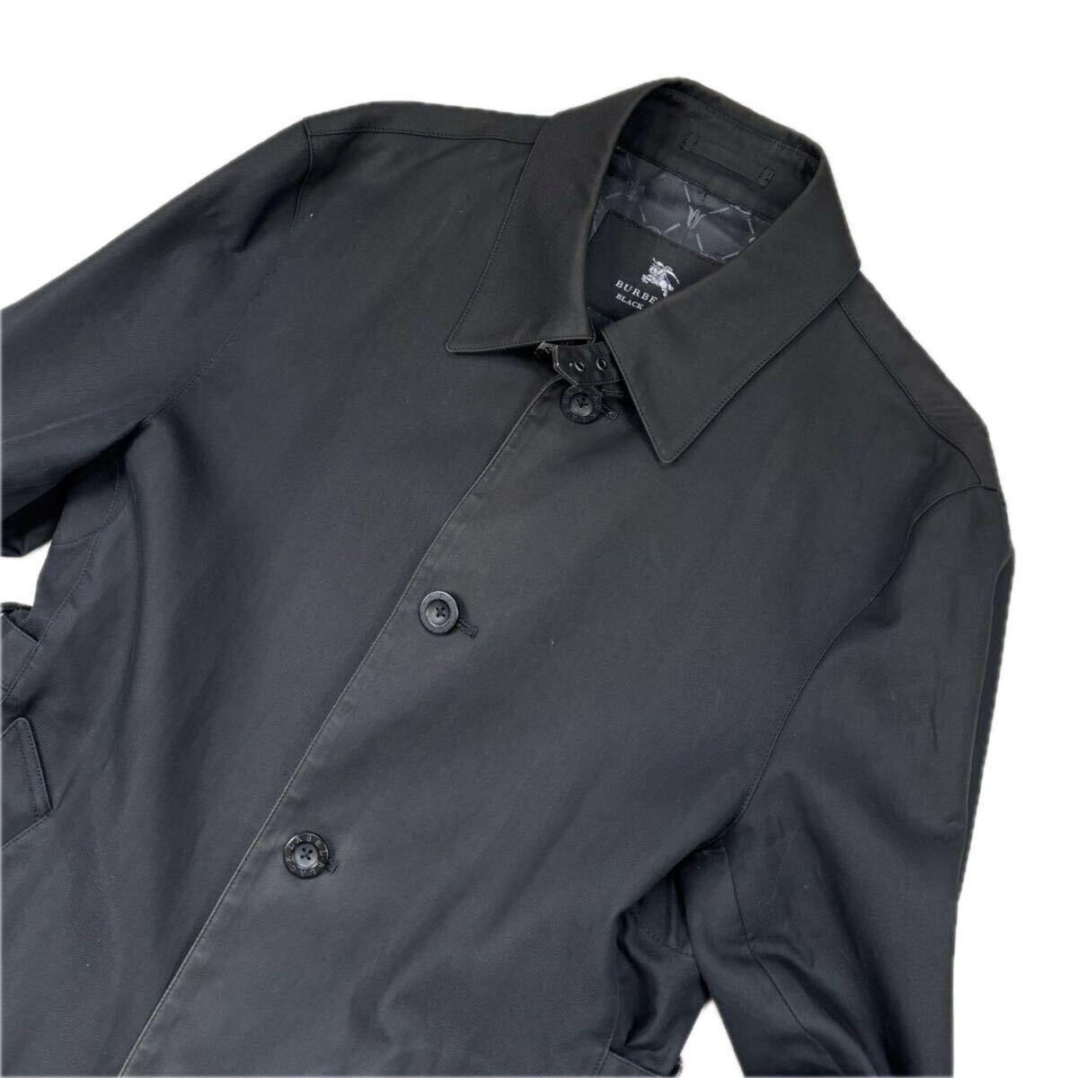 BURBERRY BLACK LABEL バーバリーブラックレーベル ステンカラーコート トレンチコート モノグラム ブラック 黒 メンズ Mサイズ_画像3