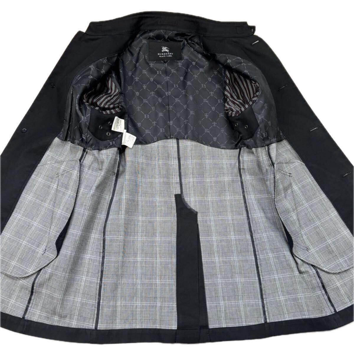 BURBERRY BLACK LABEL バーバリーブラックレーベル ステンカラーコート トレンチコート モノグラム ブラック 黒 メンズ Mサイズ_画像7