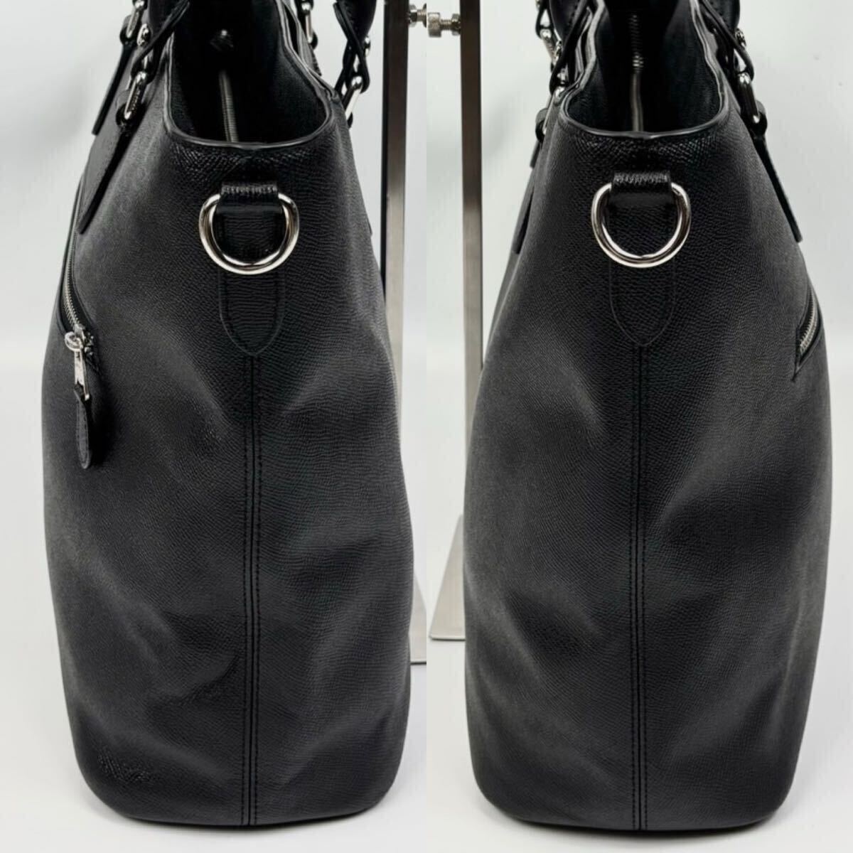 現行美品◎ COACH コーチ ベケット C2842 ビジネスバッグ トートバッグ 2way ショルダーバッグ ブラック 黒 サフィアーノレザー_画像4