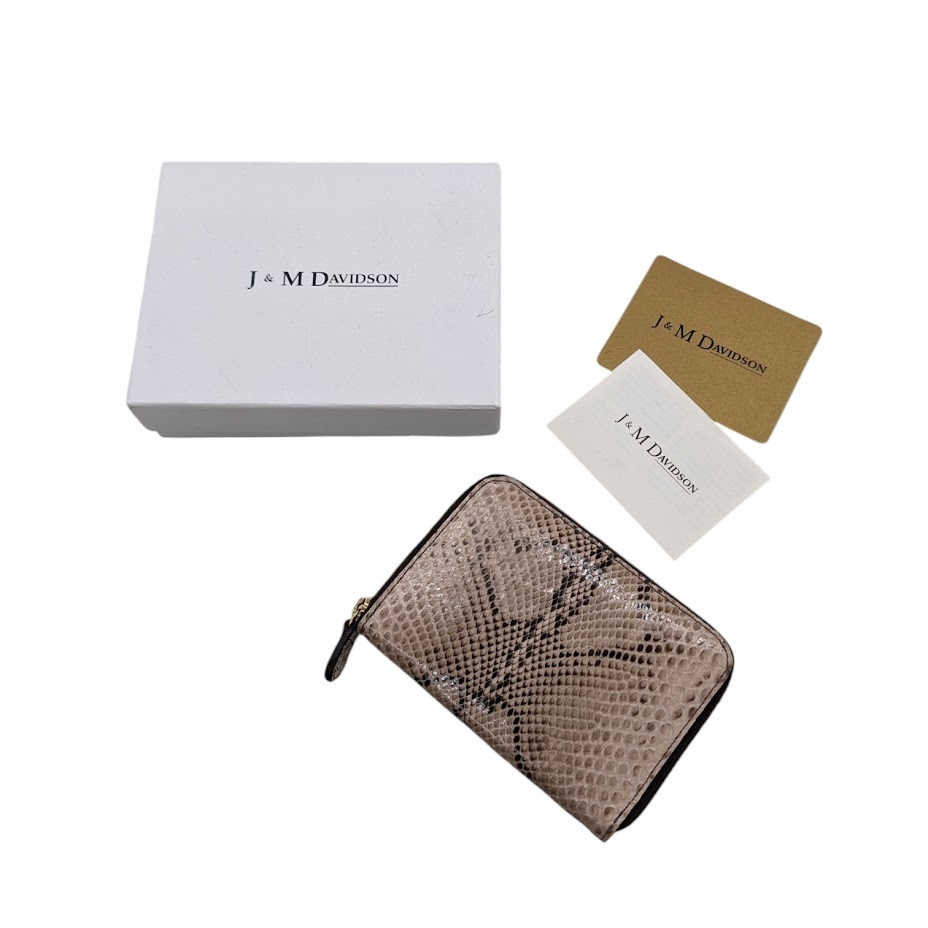 22 美品 J&M DAVIDSON ジェイアンドエムデヴィッドソン スモールジップ パイソンウォレット _画像1