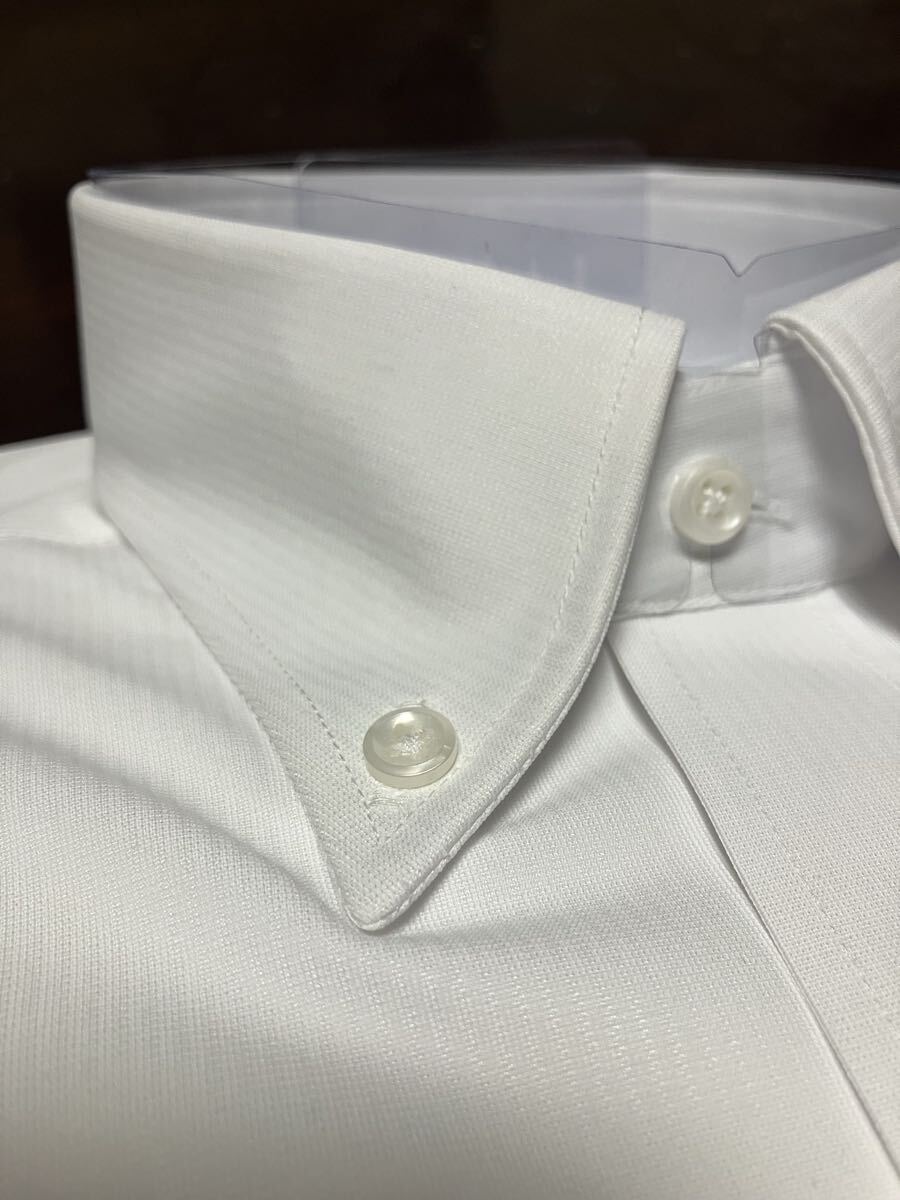 このシャツ最高です　形態安定　ニットストレッチ　白織柄ワイシャツ　L(41-84)　ボタンダウン_画像7