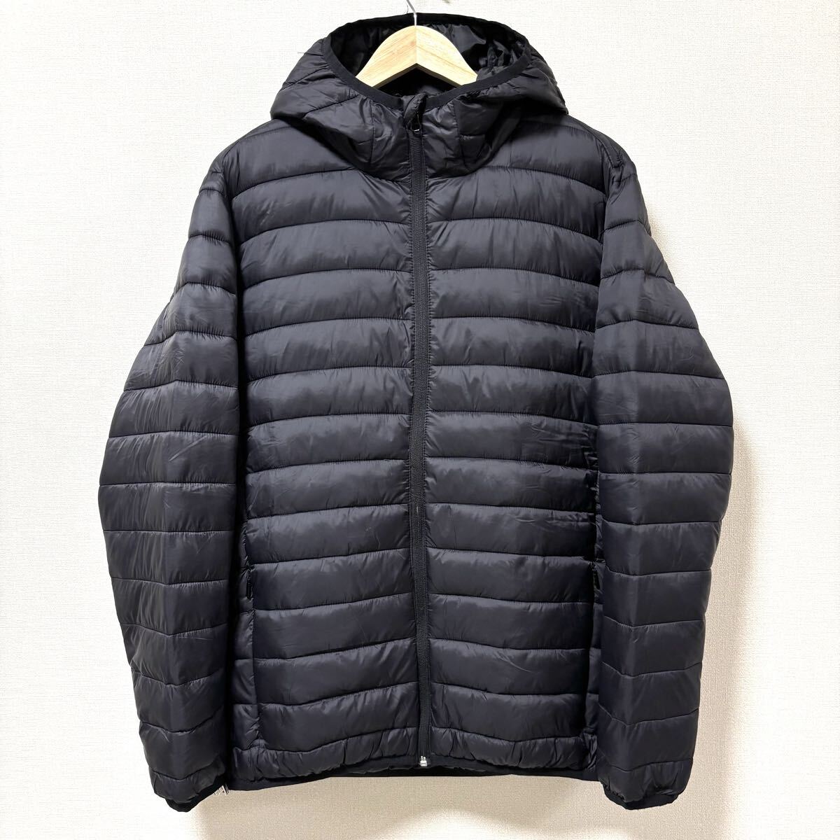 軽量&シンプル！【H&M】エイチアンドエム 中綿 ジャケット ナイロン パーカー アウター ブルゾン アウトドア ブラック 黒 L/S /Y36853SS_画像2