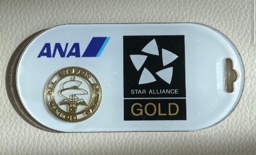 【非売品】新品未使用 ANA STAR ALLIANS GOLDフライトタグAIRWAYSマーク入り プラスチック製タグ_画像1